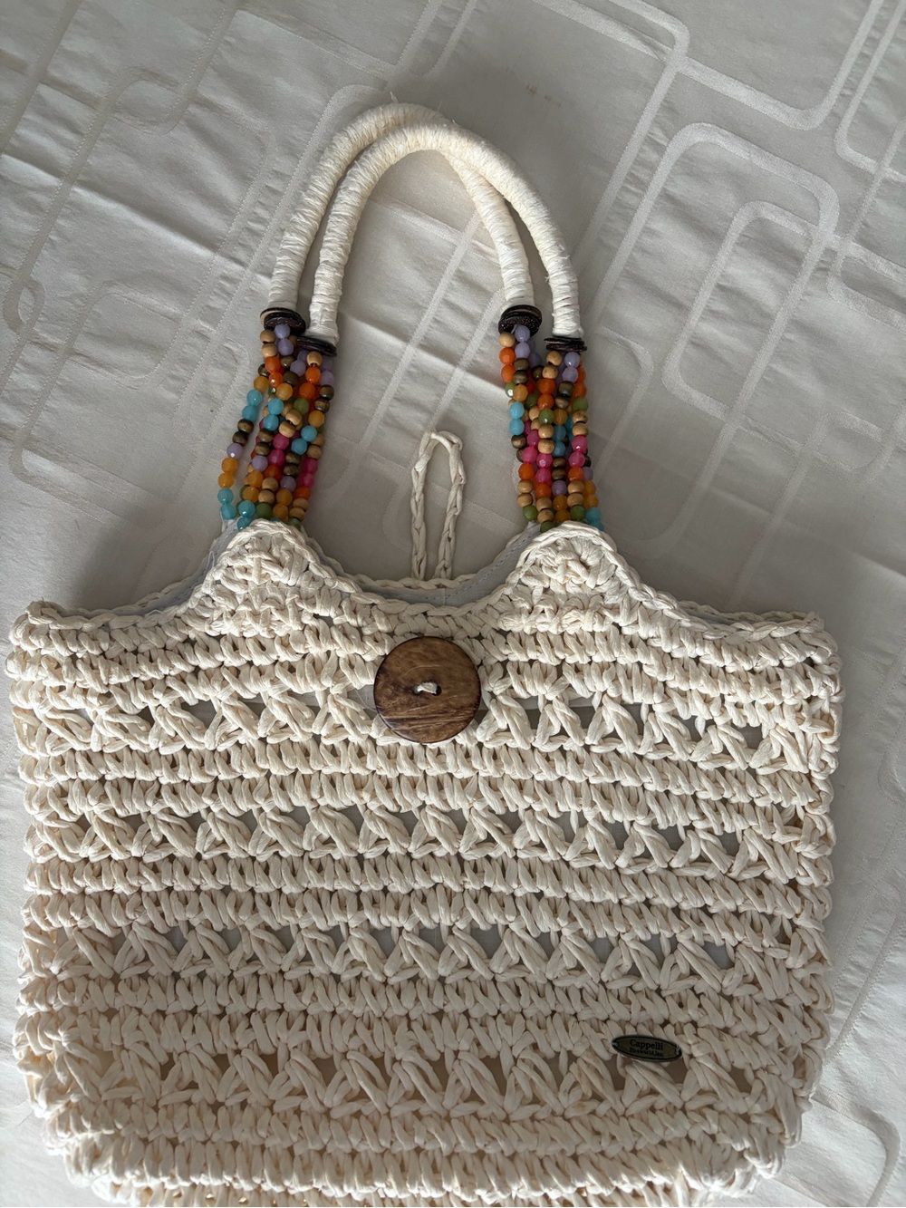 Vintage Cream Cappelli
Straworld, Inc. Crochet Tote with Colourful Beaded Handle - Picture 2 of 11